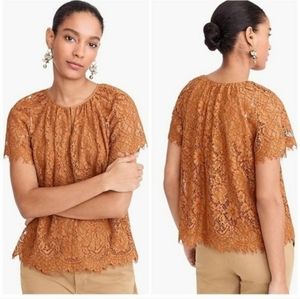 J. Crew Short Sleeve Lace Keyhole Top